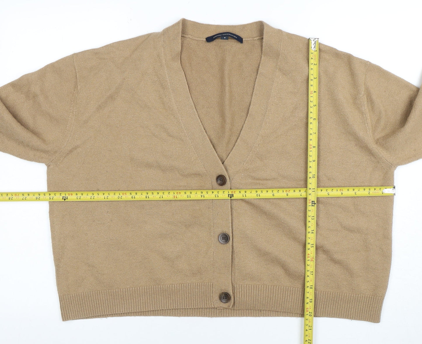 French Connection Women’s Beige V-Neck Button Cardigan S