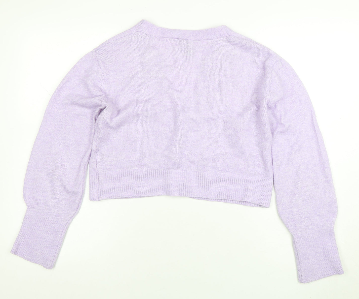 H&M Women Purple V-Neck Button Cardigan Size 12 Acrylic Knit