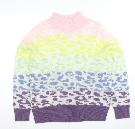 Next Womens Multicoloured Animal Print Mock Neck Jumper Size S