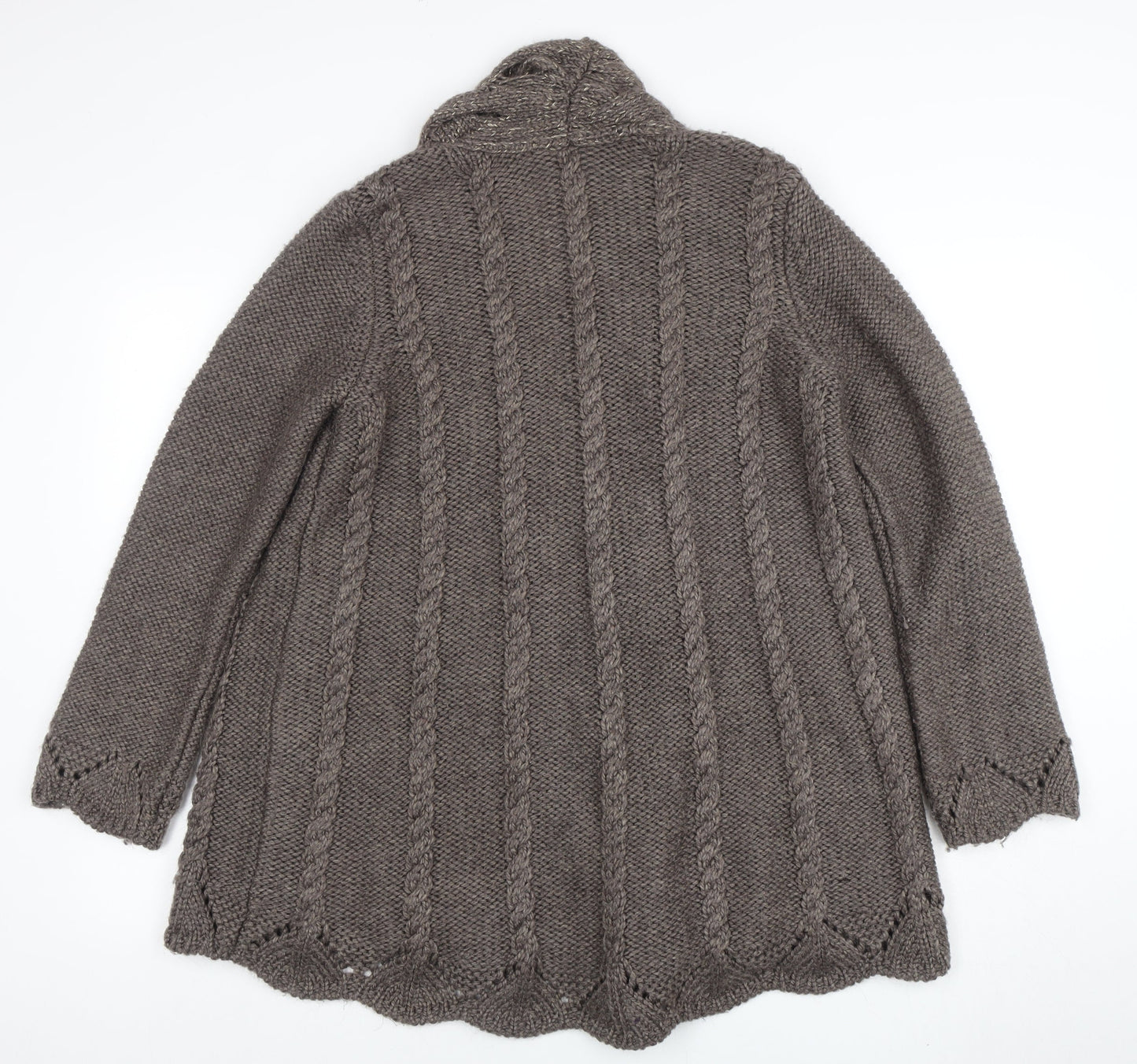 Marks and Spencer Women Brown Cable Knit Long Sleeve Cardigan Size 12