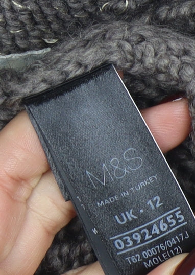 Marks and Spencer Women Brown Cable Knit Long Sleeve Cardigan Size 12