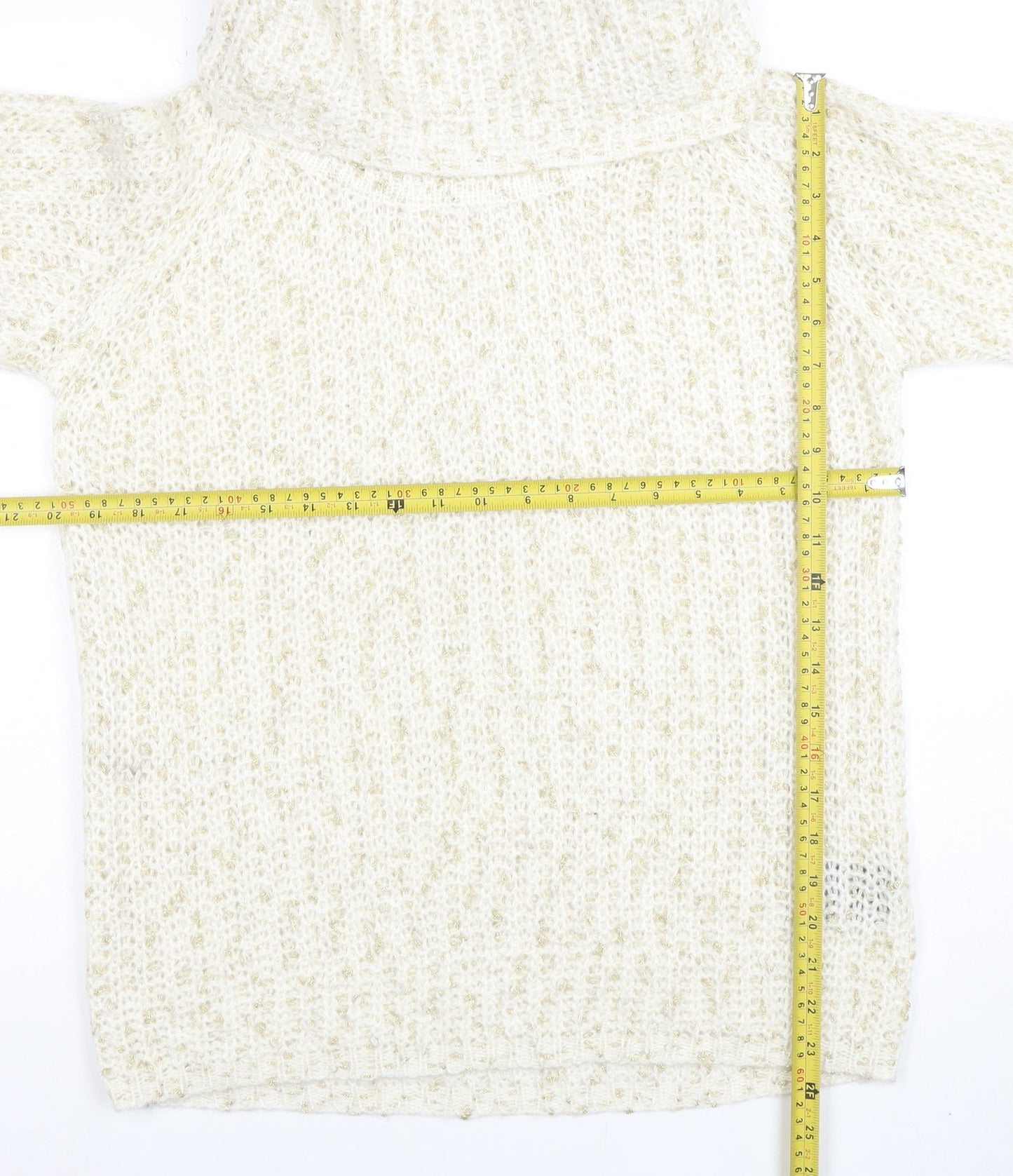 Anna Rose Women Ivory Chunky Roll Neck Knit Jumper Size M