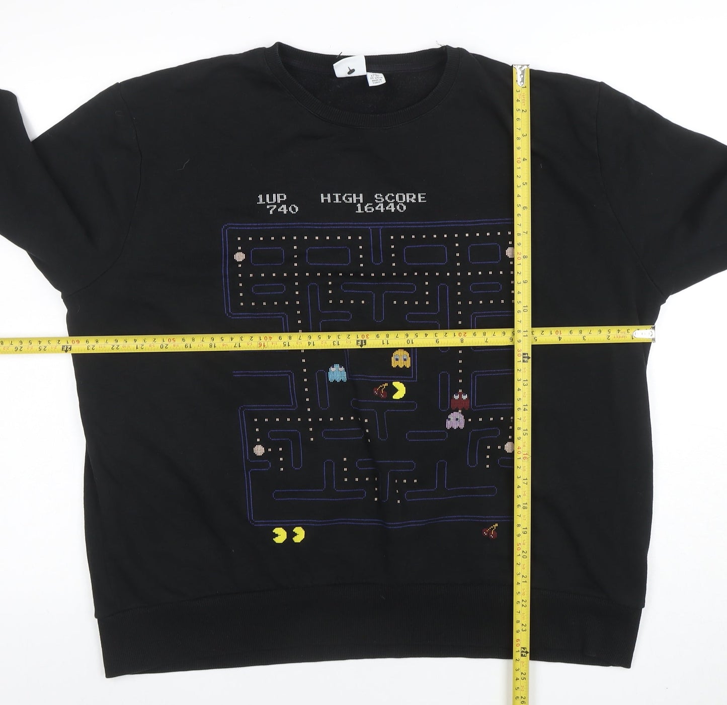 Pac-Man by Bravado Men's Black 2XL Pullover Crew Neck Sweatshirt