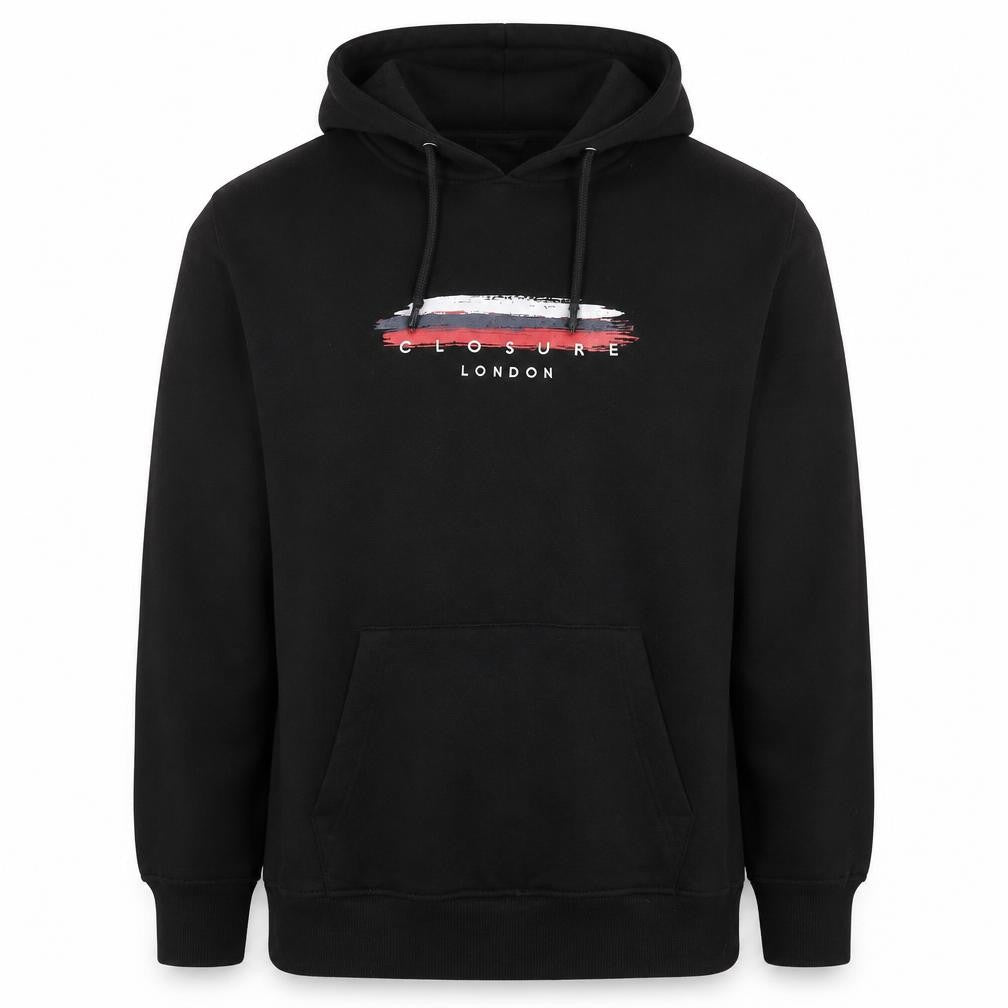Closure London Men’s Black Pullover Hoodie L Graphic Logo Fleece