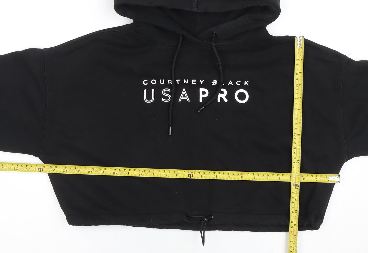 USA Pro Courtney Black Women's Black Cropped Hoodie Size XL