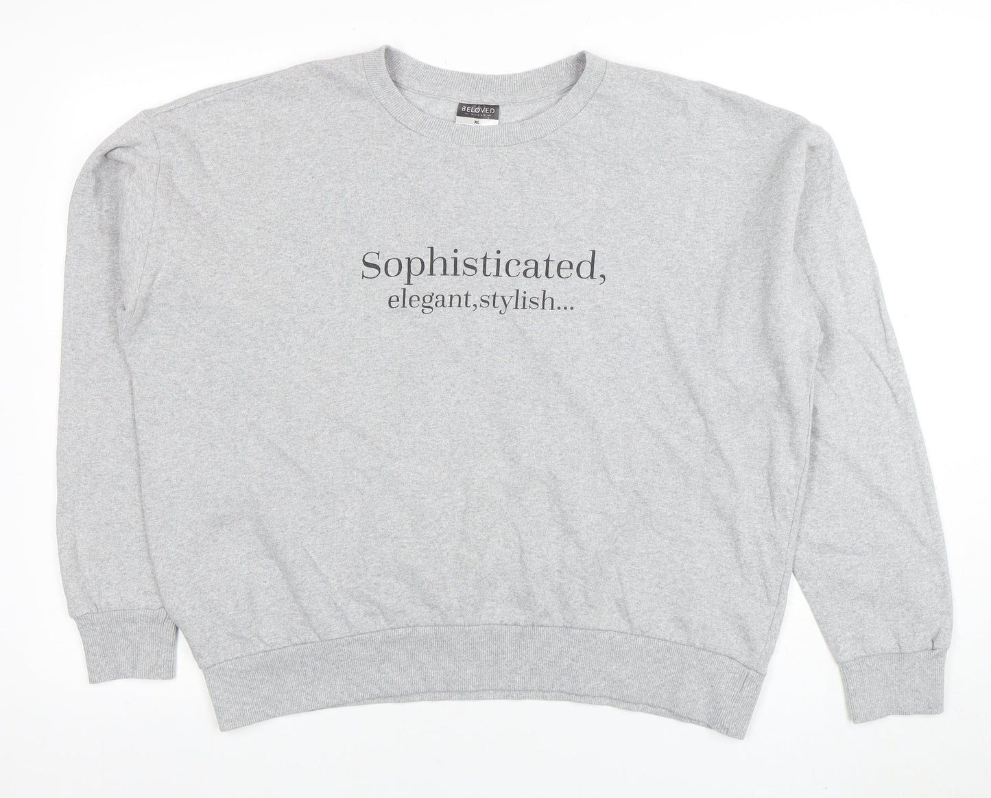 Beloved Woman Grey XL Pullover Sweatshirt Sophisticated Print