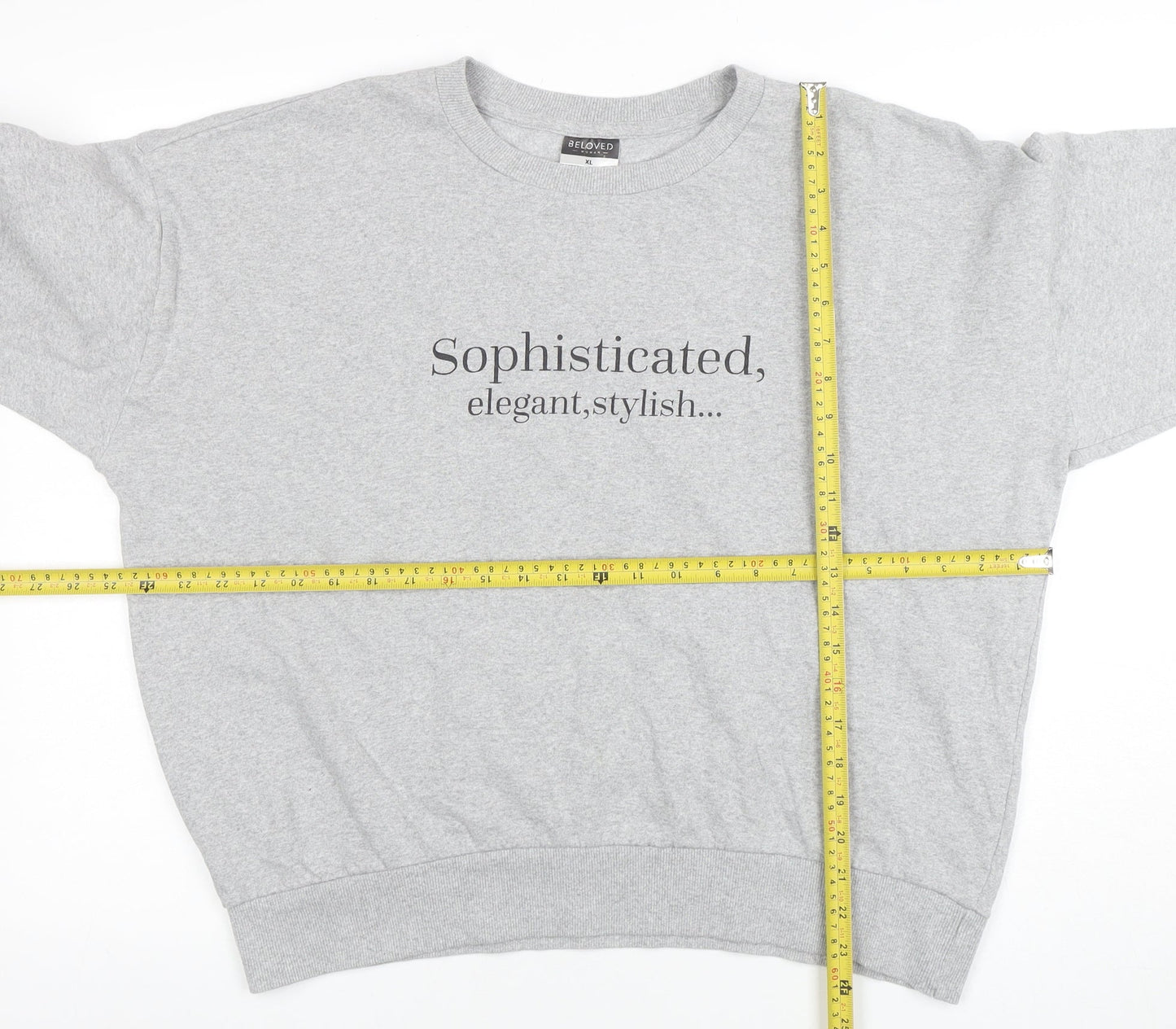 Beloved Woman Grey XL Pullover Sweatshirt Sophisticated Print