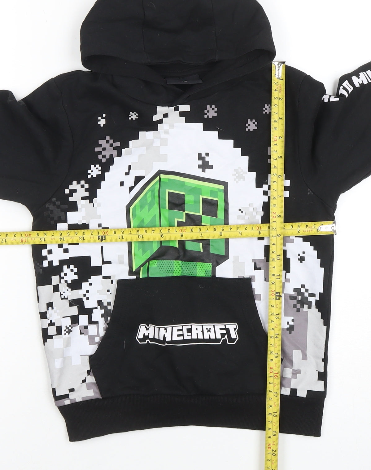 Minecraft Boys Black Hoodie 7-8 Years Creeper Graphic Pullover