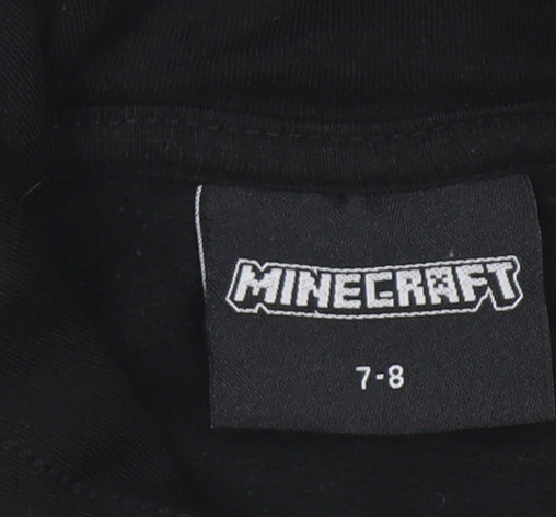 Minecraft Boys Black Hoodie 7-8 Years Creeper Graphic Pullover