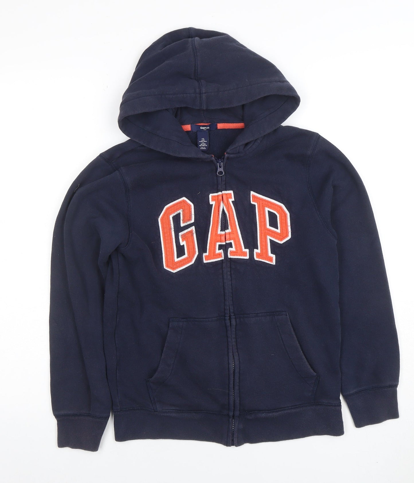 GAP Girls Blue Full Zip Fleece Hoodie 10-11 Years Embroidered Logo