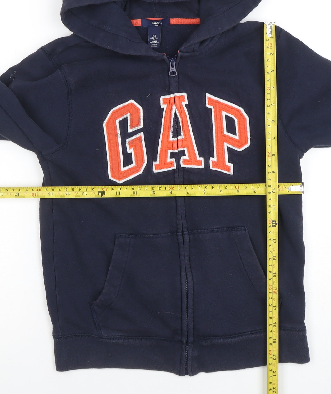 GAP Girls Blue Full Zip Fleece Hoodie 10-11 Years Embroidered Logo