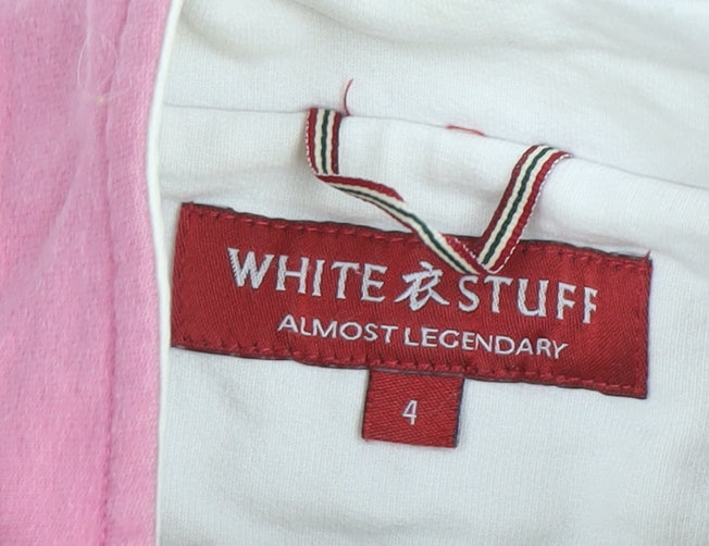 White Stuff Women Pink 1/4 Zip Cotton Pullover Sweatshirt Size 8