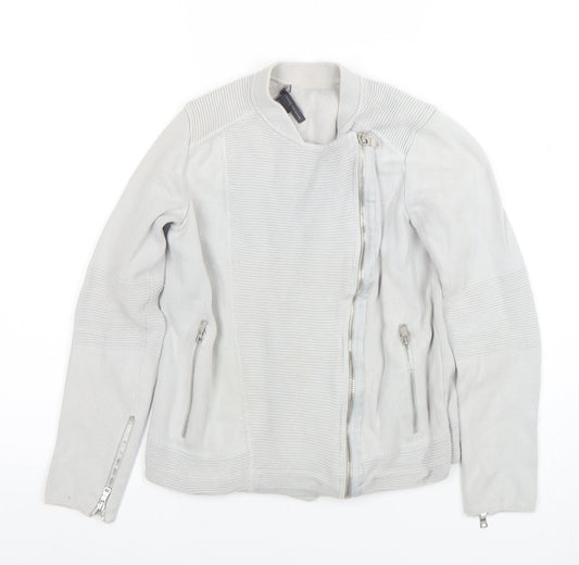 Armani Exchange Women's Grey Knit Biker Jacket Size S