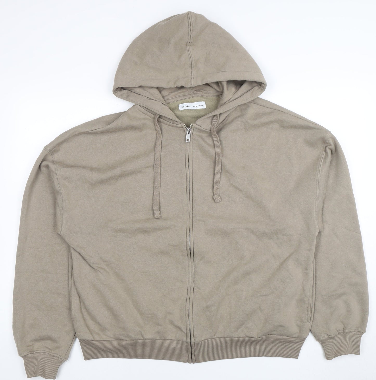Lefties Women Beige Full Zip Hoodie Size 12 Cotton Blend