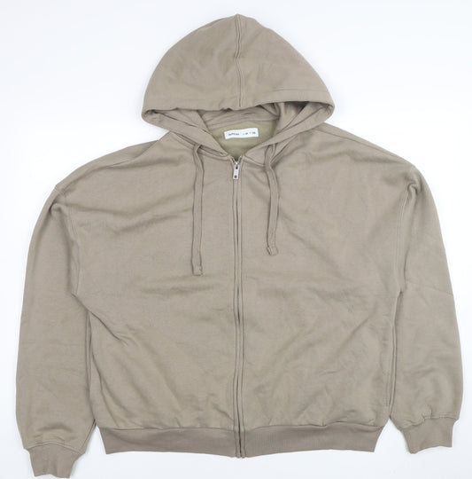 Lefties Women Beige Full Zip Hoodie Size 12 Cotton Blend