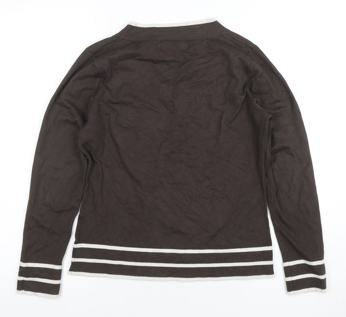 Autonomy Women Brown Long Sleeve V-Neck Button Knit Top Size 12