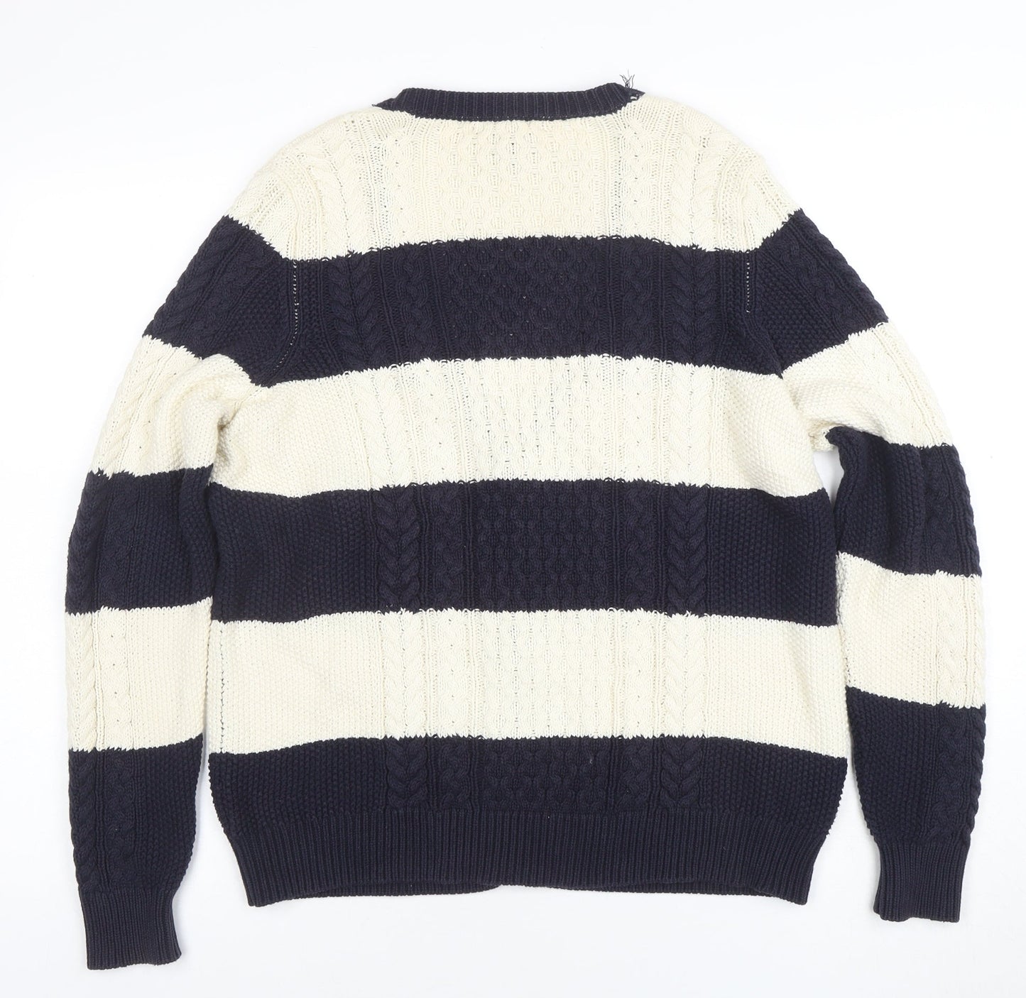 Mango Women’s Navy & Cream Striped Cable Knit Cardigan Size 14