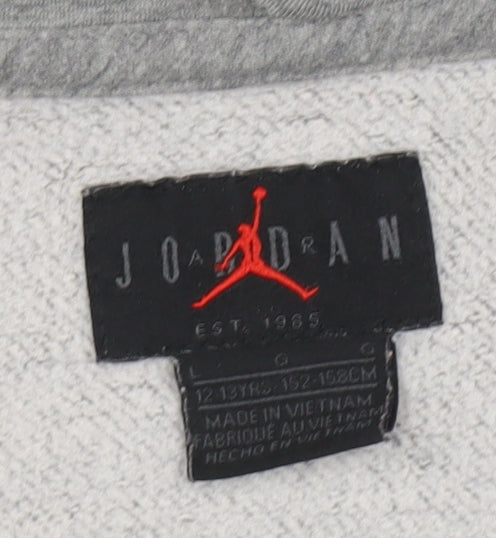 Jordan Boys Grey Full Zip Hoodie 12-13 Years Cotton Blend