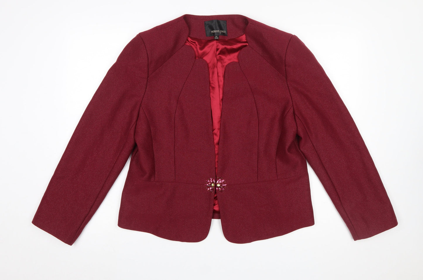 Woman Times Women's Red Long Sleeve Single-Breasted Blazer 4XL
