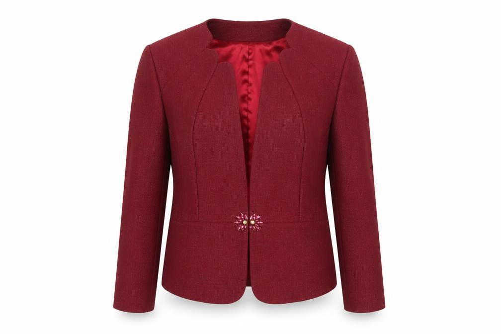 Woman Times Women's Red Long Sleeve Single-Breasted Blazer 4XL
