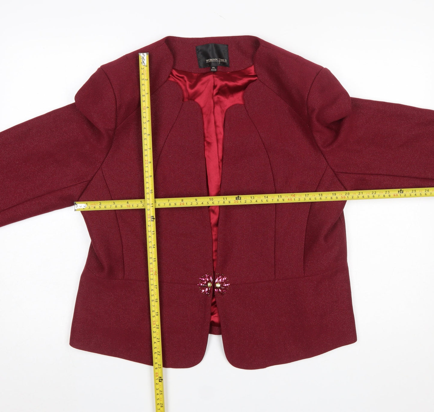 Woman Times Women's Red Long Sleeve Single-Breasted Blazer 4XL