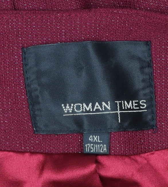 Woman Times Women's Red Long Sleeve Single-Breasted Blazer 4XL