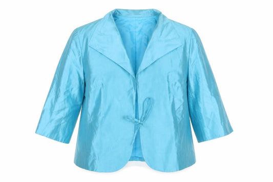Gloria Estellés Women's Blue Silk 3/4 Sleeve Suit Jacket Size 24