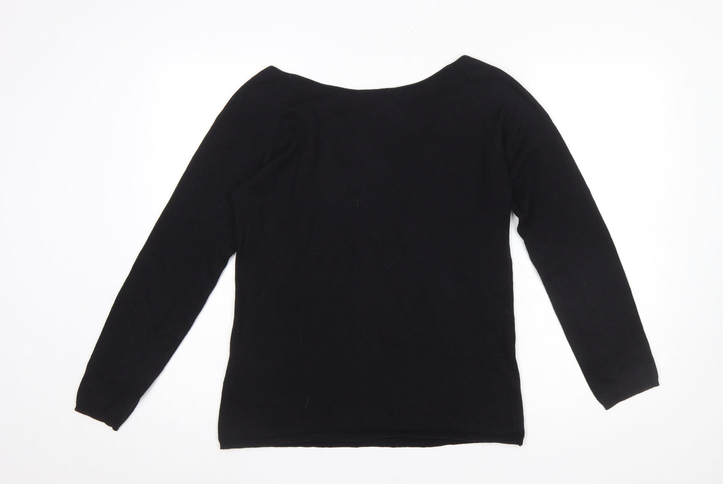 Elite Models' Fashion Womens Black L Jumper Beaded Knit Long Sleeve