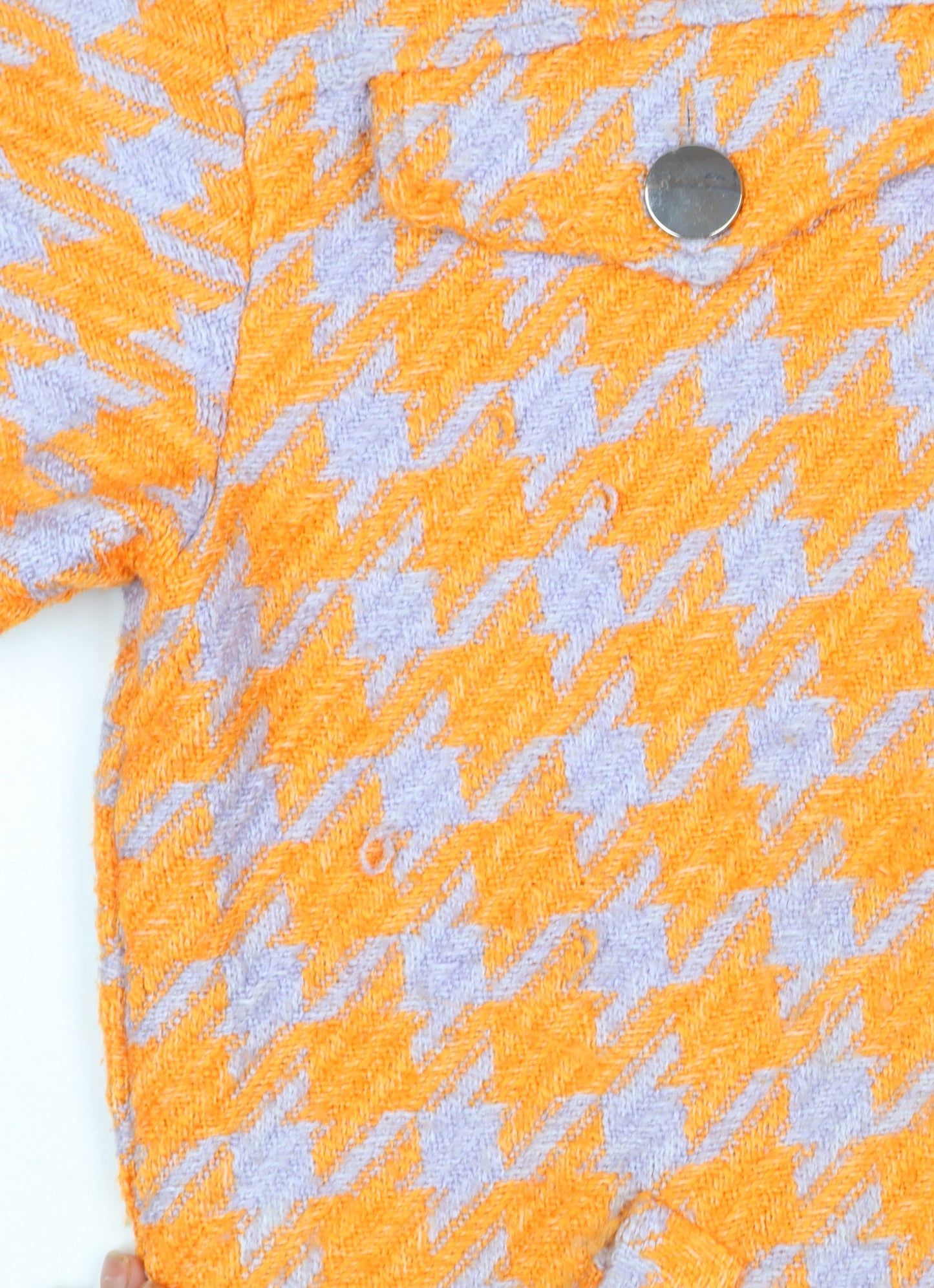 River Island Women Orange Houndstooth Mid-Length Jacket M