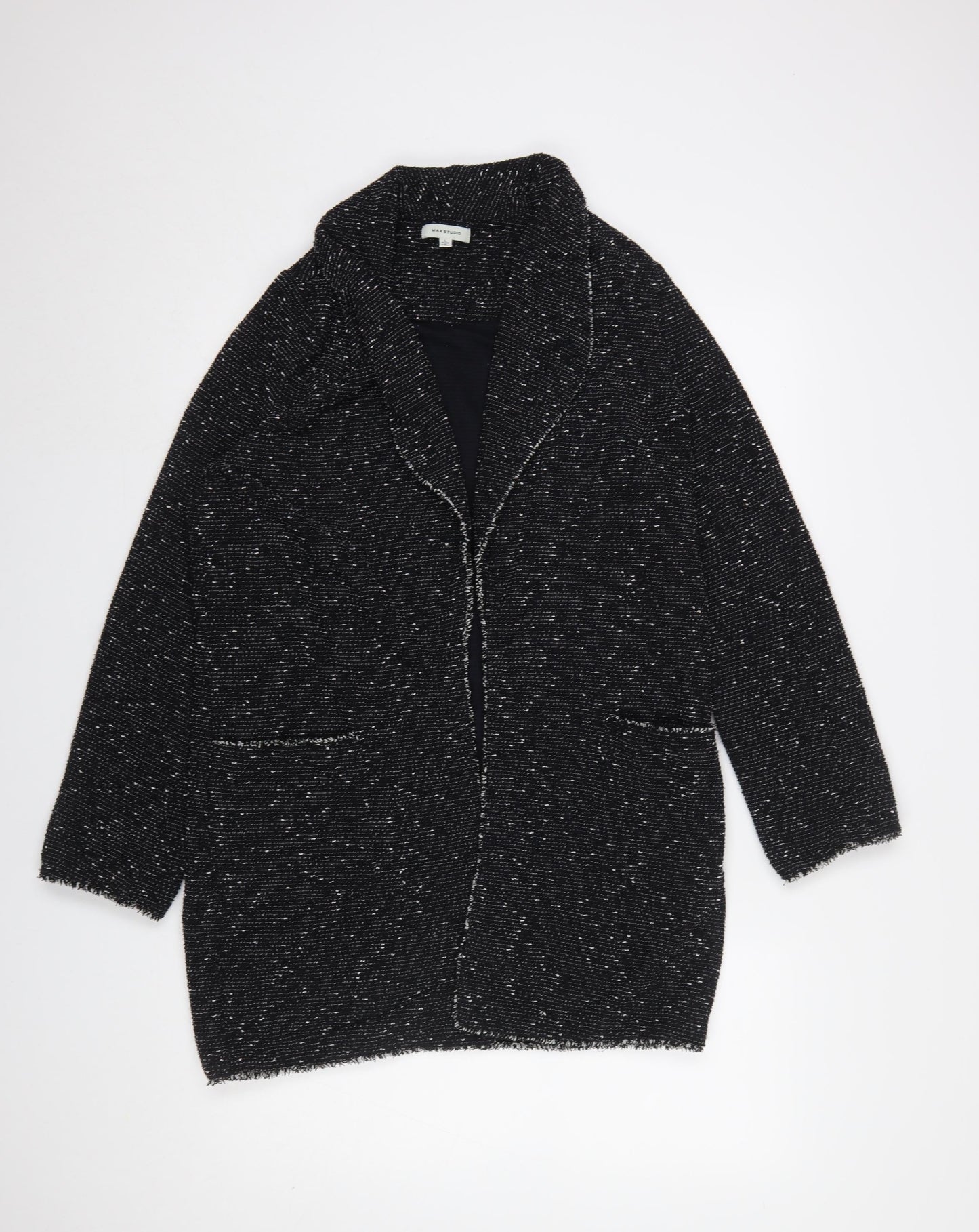Max Studio Women Black Bouclé Long Blazer Jacket L