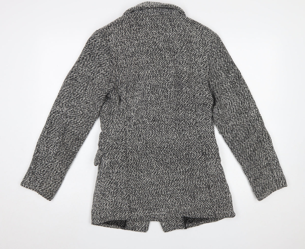 Parisian Women Black & White Textured Double-Breasted Blazer UK 10