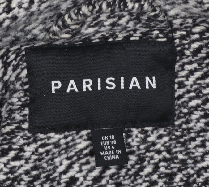 Parisian Women Black & White Textured Double-Breasted Blazer UK 10