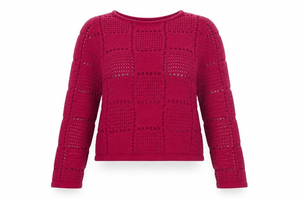 Mango Women's Pink Open-Knit Long Sleeve Jumper Size XL