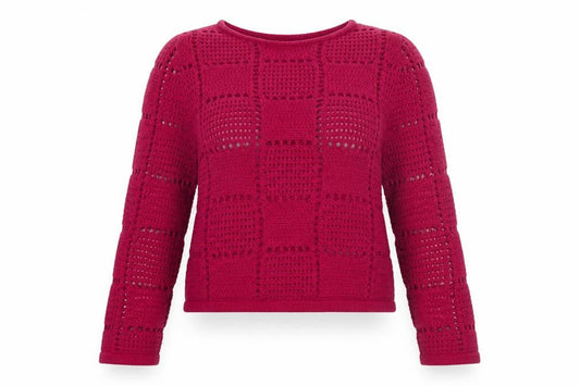 Mango Women's Pink Open-Knit Long Sleeve Jumper Size XL