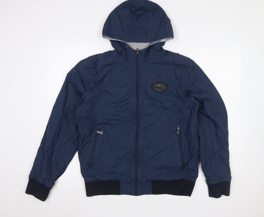 Springfield Men's Blue Hooded Windbreaker Jacket Size L
