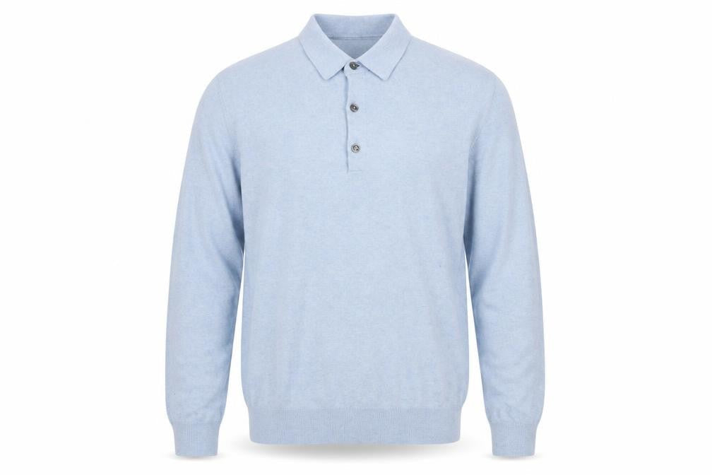 French Connection Men's Blue Collared Henley Jumper Size S