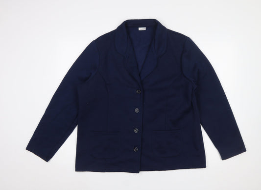 Damart Women's Navy Blue L Classic Single-Breasted Blazer Jacket