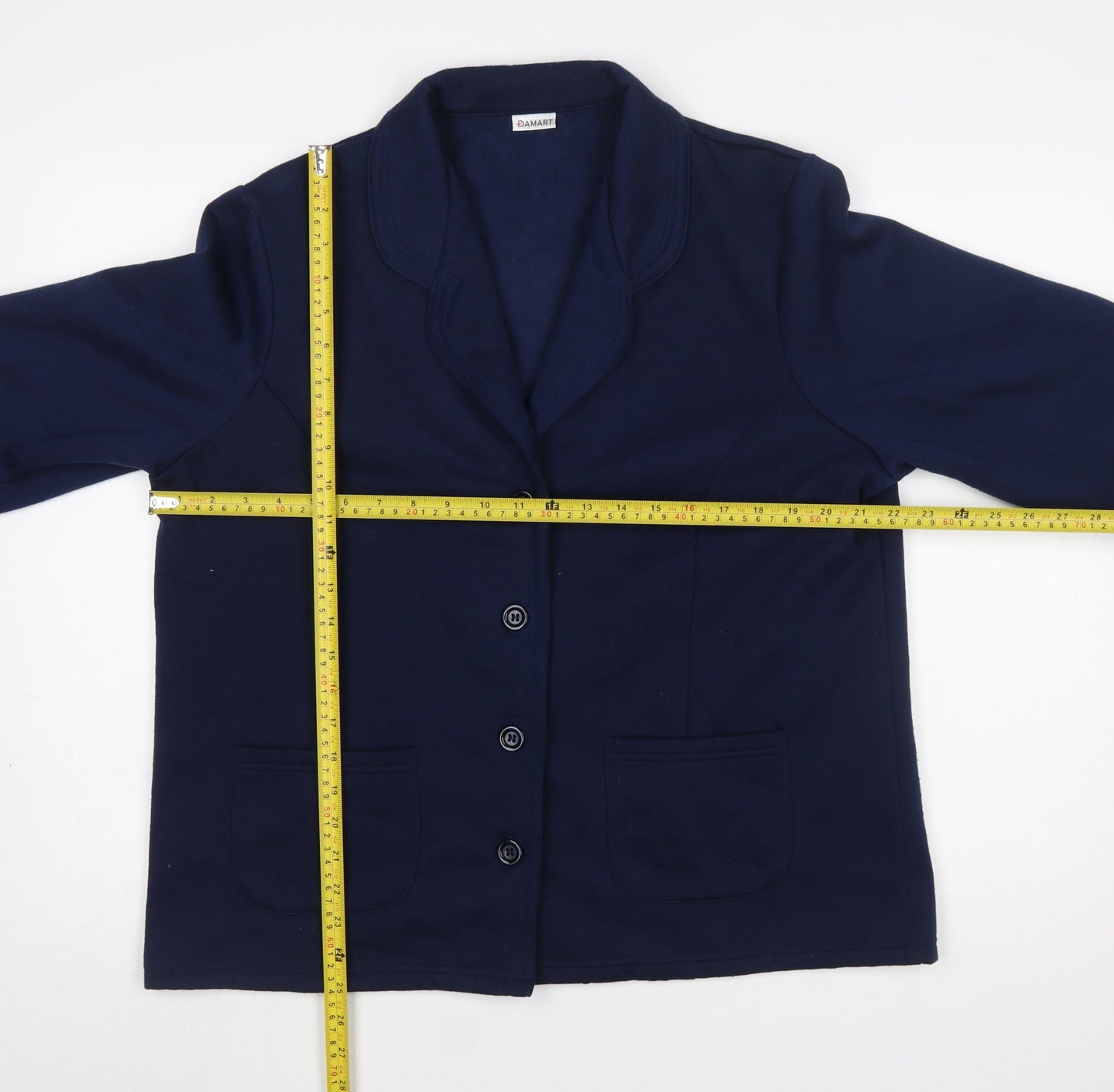 Damart Women's Navy Blue L Classic Single-Breasted Blazer Jacket