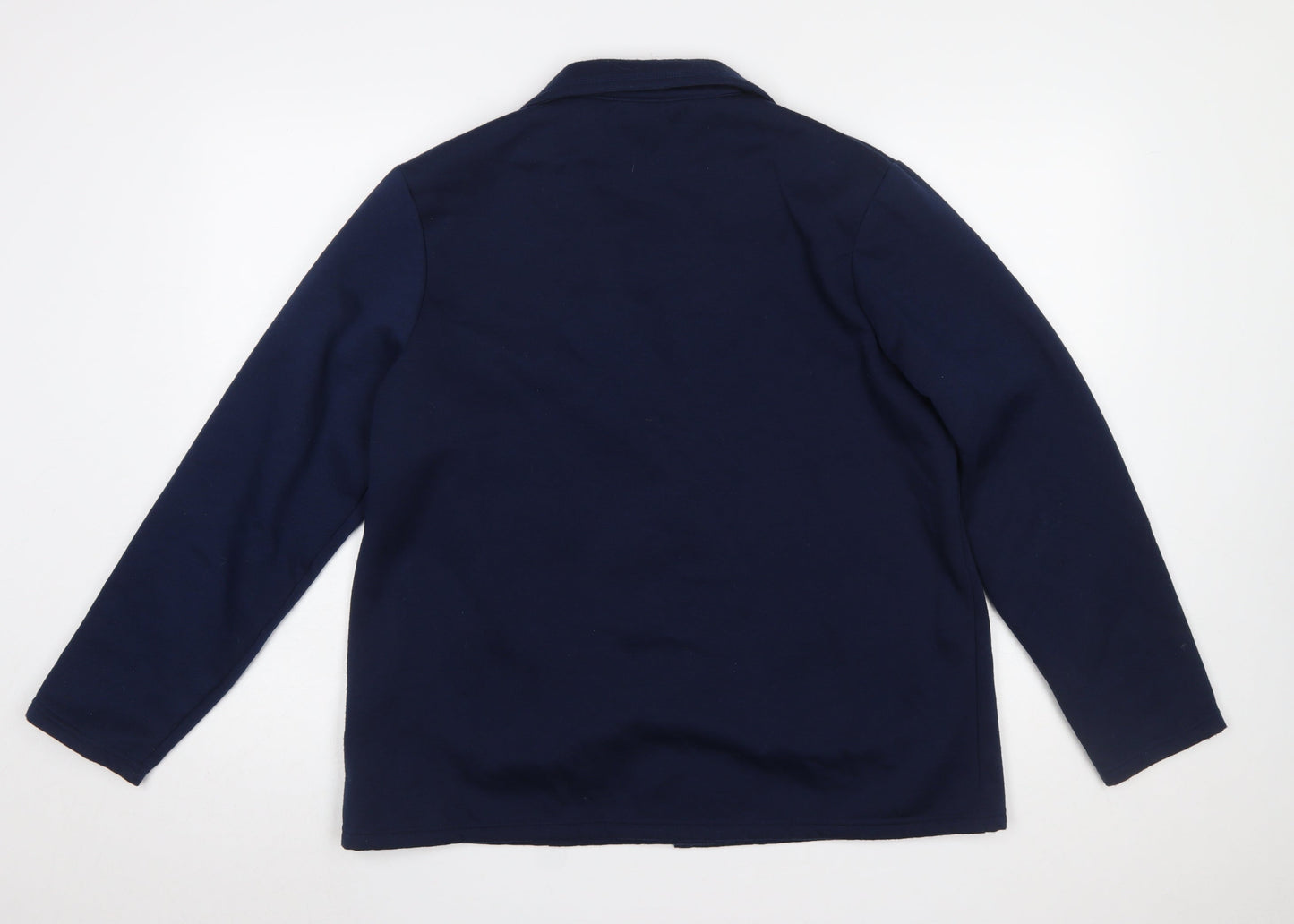 Damart Women's Navy Blue L Classic Single-Breasted Blazer Jacket
