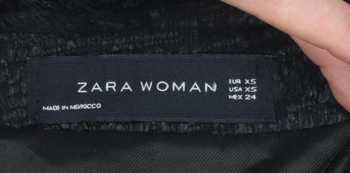 Zara Woman Black Bouclé Lined Blazer Jacket XS