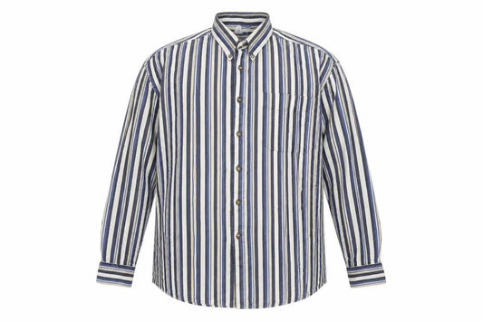 Tribute Men's Blue Striped Cotton Button-Up Shirt XL