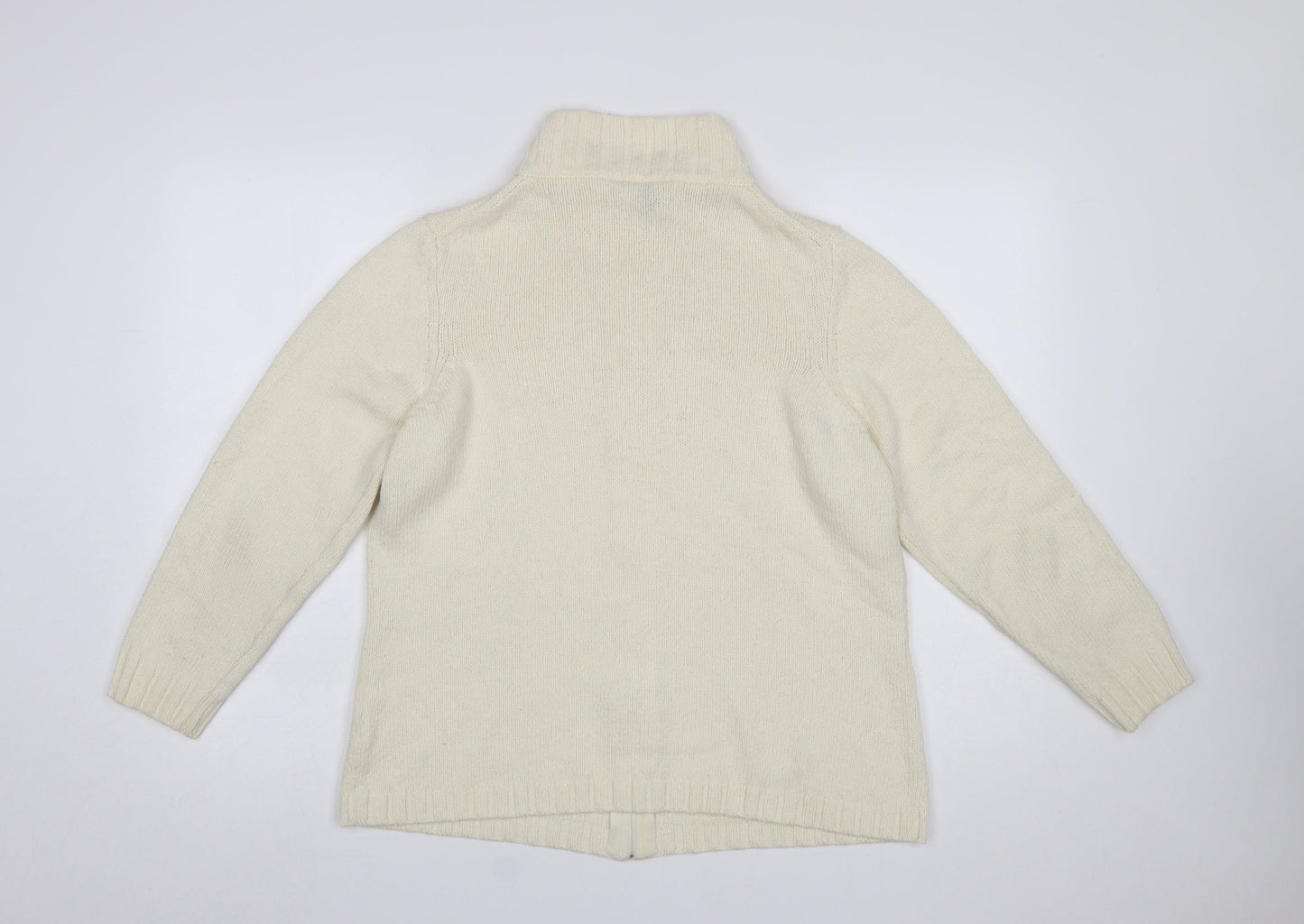 Windsmoor Women Ivory Full Zip High Neck Wool Blend Jumper L