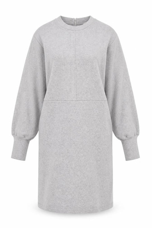 Next Womens Grey Knit Shift Dress Size 18 Long Sleeve High Neck
