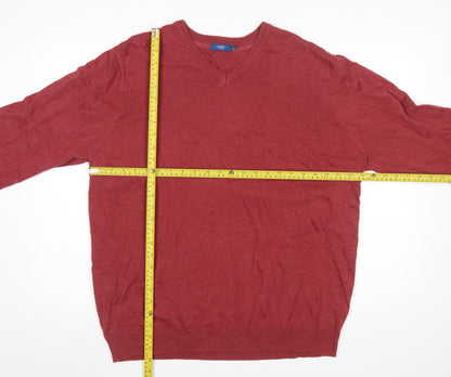 Cotton Traders Men's Red V-Neck Pullover Jumper XL
