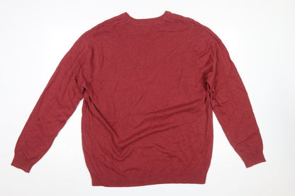 Cotton Traders Men's Red V-Neck Pullover Jumper XL