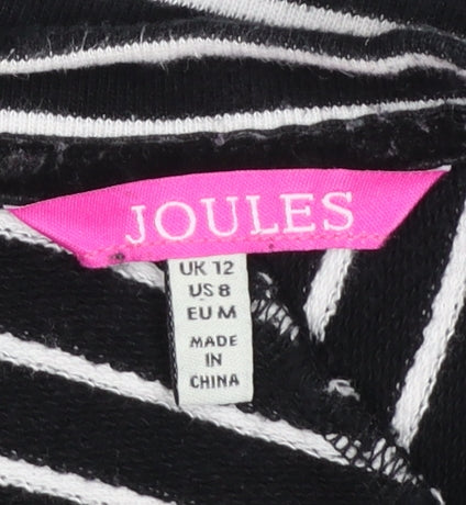Joules Women’s Black White Stripe Shift Dress Size 12 Long Sleeve