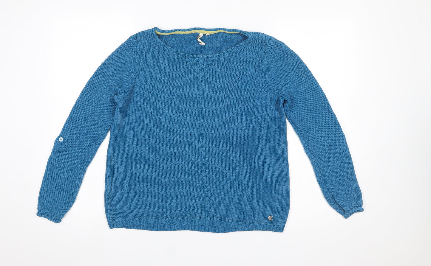 White Stuff Women Blue Linen Blend Pullover Jumper Size 14