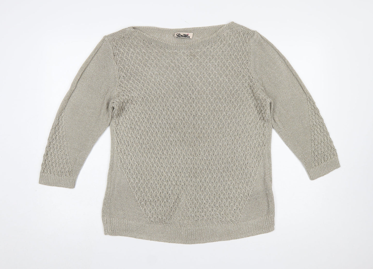 Marks and Spencer Women Beige Size 16 Knit 3/4 Sleeve Jumper