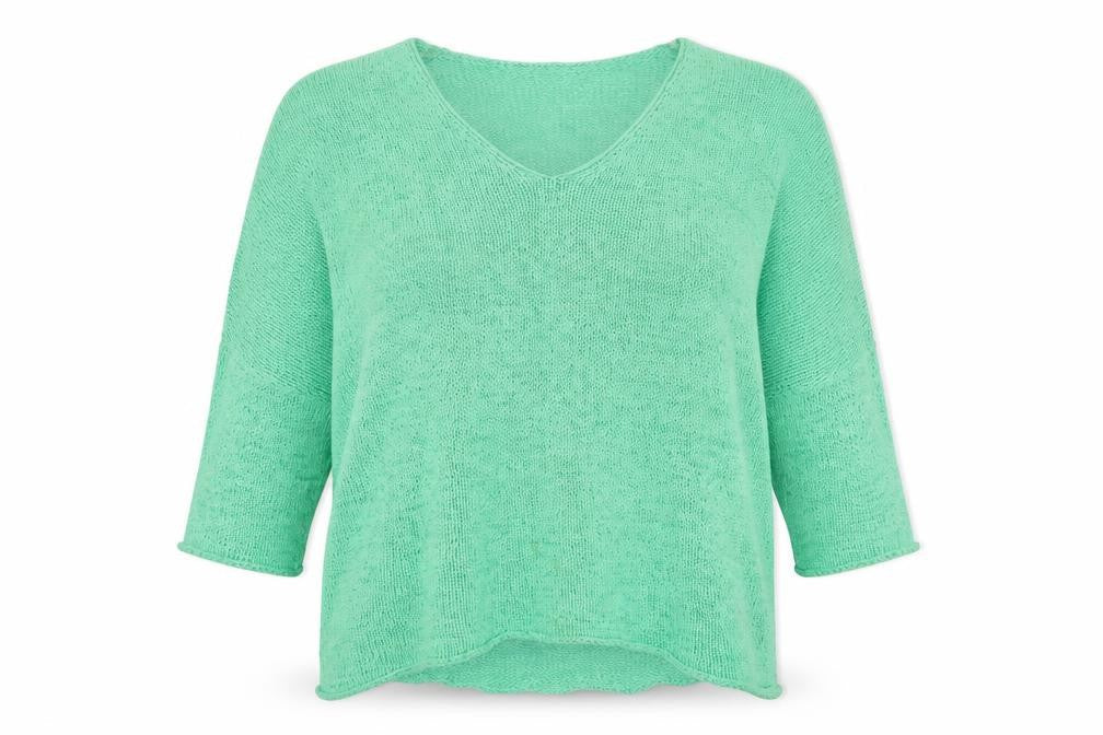 Phase Eight Women’s Green Open Knit V-Neck Pullover Jumper L