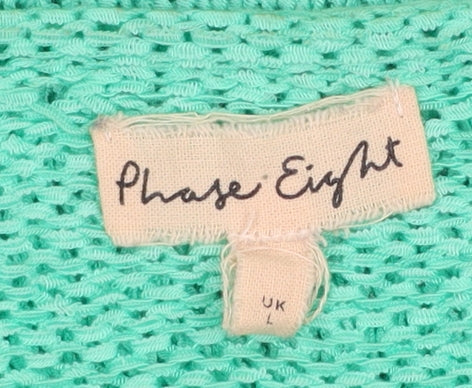 Phase Eight Women’s Green Open Knit V-Neck Pullover Jumper L